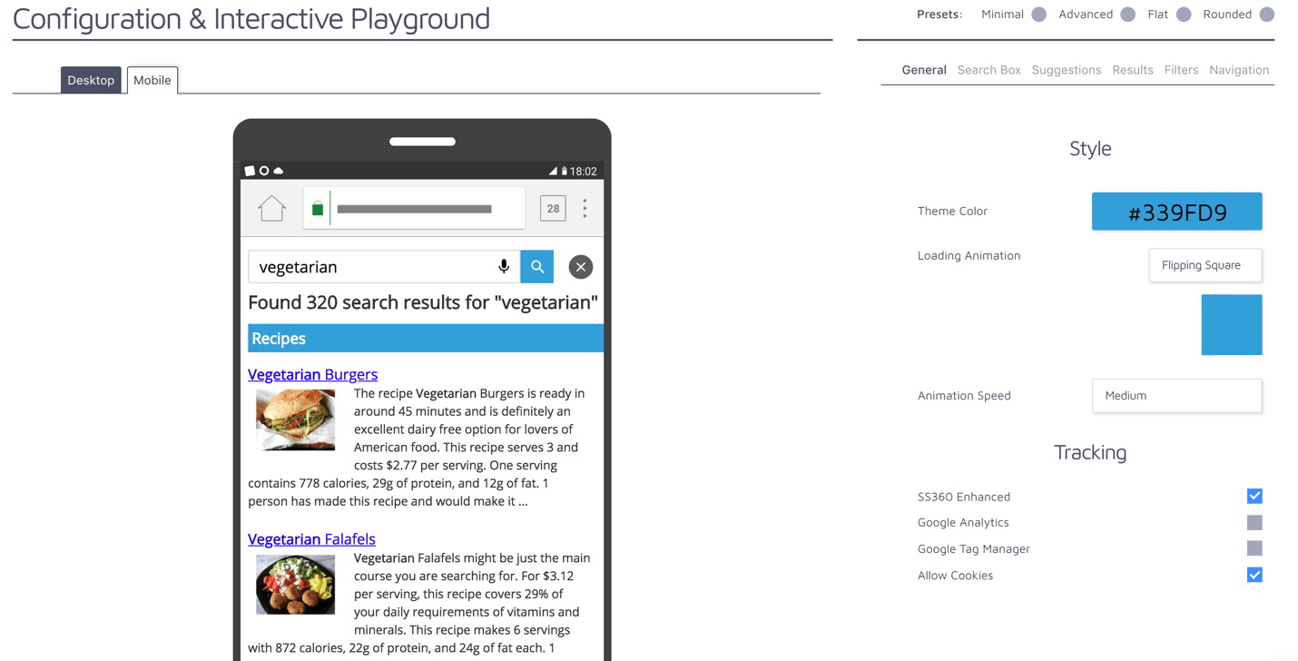 Mobile search designer screenshot