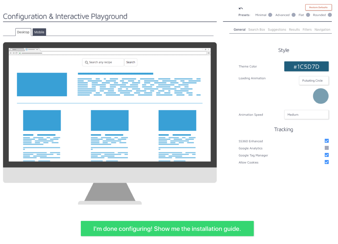 Desktop search designer screenshot