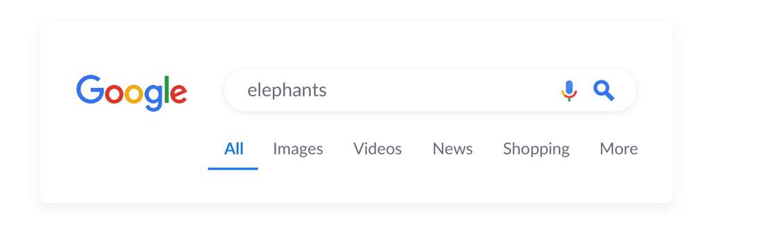 Google search with categories