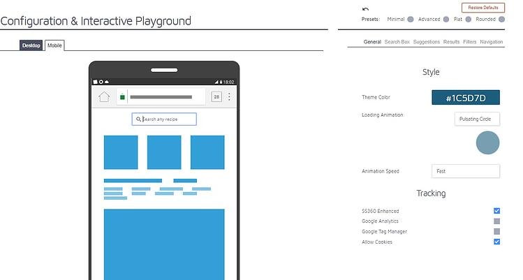 interactive search designer tool