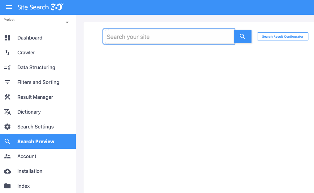 Useful search preview section in site search 360 new control panel