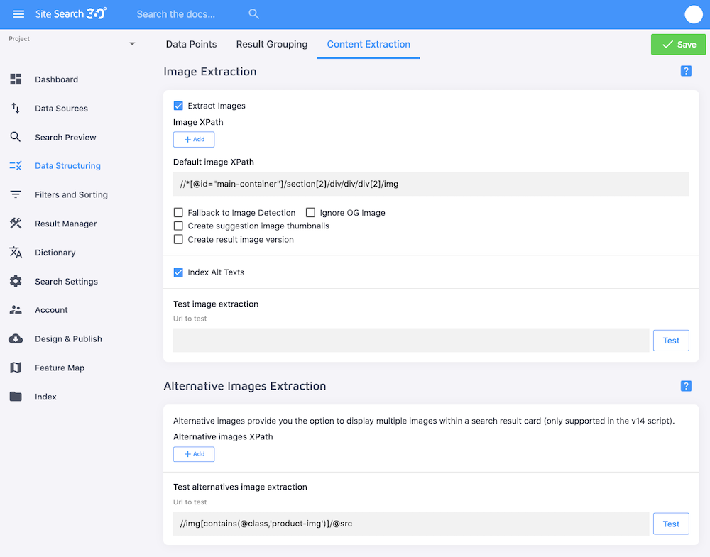 Alternative images extraction option in Control Panel