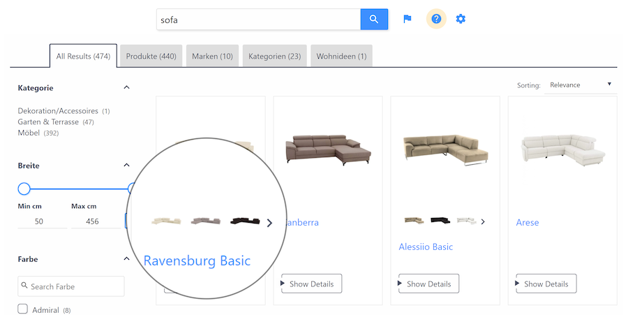 Product variants visualization