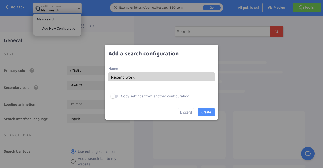multiple search configuration