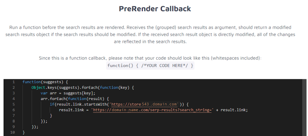 site search callback code sample