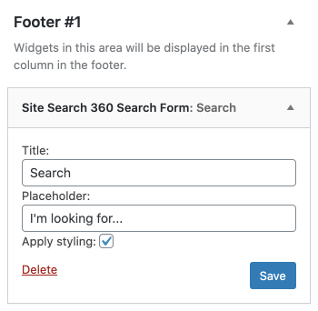 Wordpress serch widget placeholder