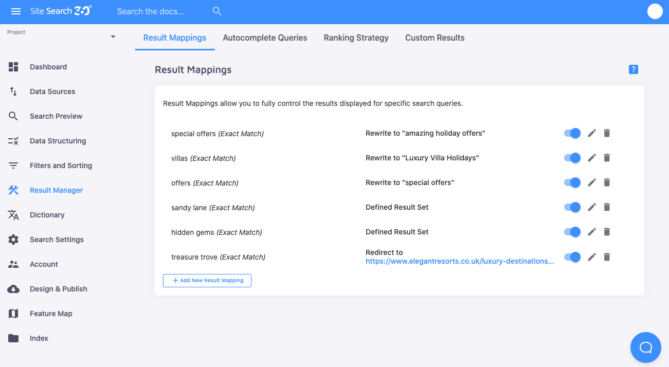 Result Manager intuitive user interface