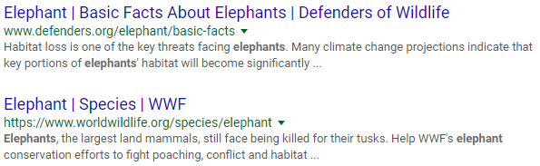 Simple Search Result List (SERP)