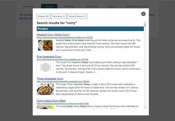 new default site search 360 layover