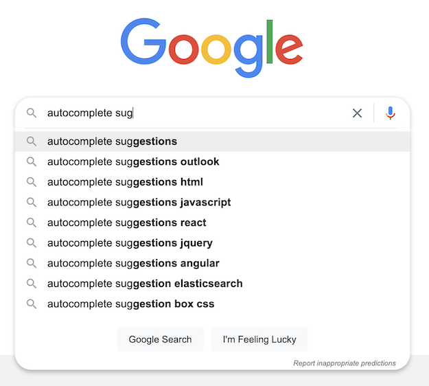 Google search autocomplete suggestions