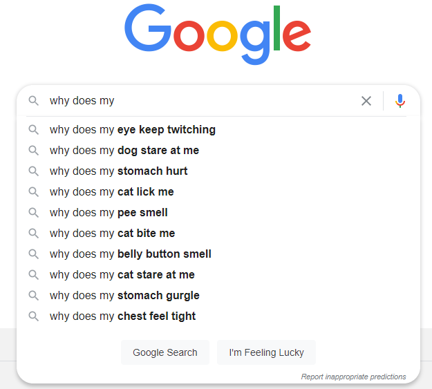 Google search funny autocomplete